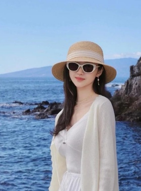 景甜同款纯白框太阳眼镜女时尚街拍夏日海边度假防紫外线偏光墨镜