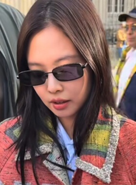 jennie同款黑框金属方形墨镜男女款潮y2k辣妹凹造型遮阳太阳眼镜