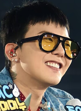 权志龙同款双梁飞行员墨镜男士痞帅复古大框蛤蟆镜橘色太阳眼镜潮