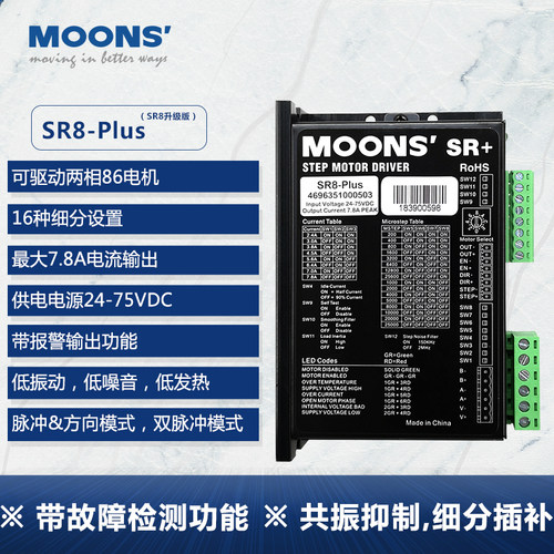 MOONS鸣志步进电机驱动器SR2/3-mini/SR4/8/-PLUS/SRAC2/4/8SRX04 - 图0