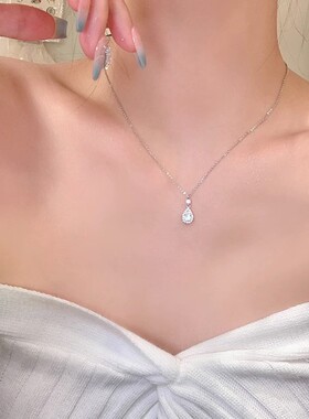 气质水滴锆石吊坠项链女轻