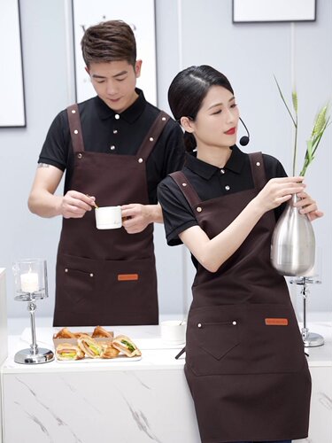 围裙定制logo印字2021新款订做水果店生鲜超市餐饮店时尚工作服女 - 图1