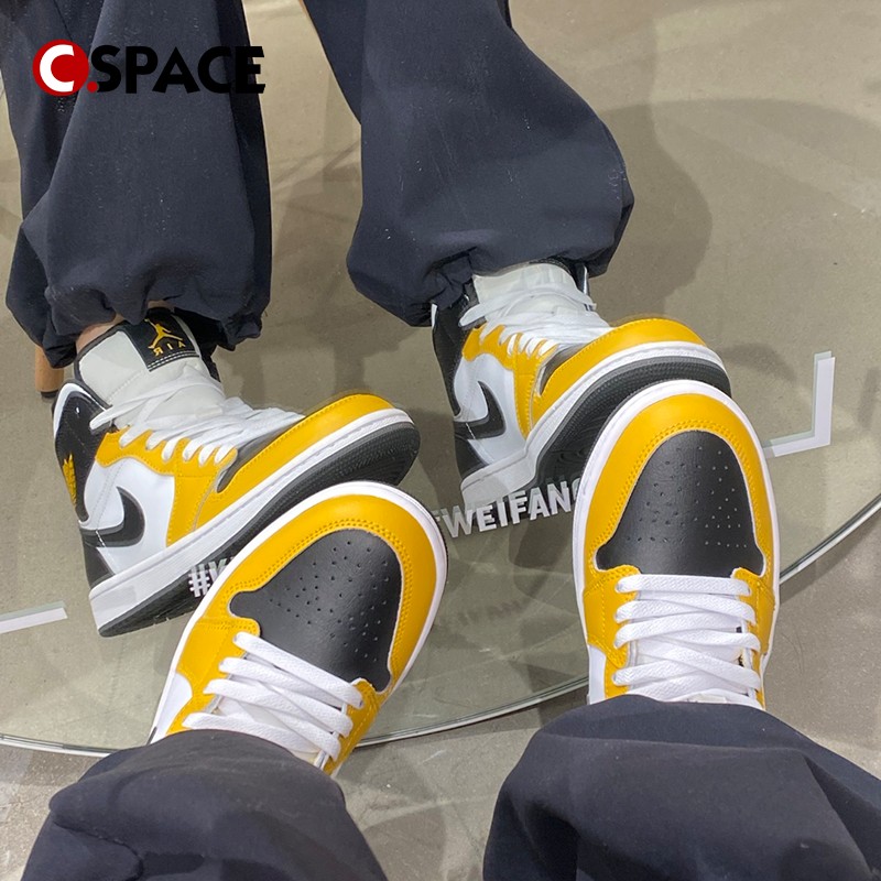 Cspace Air Jordan 1 Mid AJ1白橙色 复古篮球鞋 DQ8426-701 - 图1