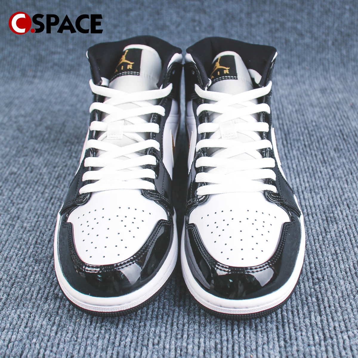 Cspace W Air Jordan 1 Mid AJ1黑金运动中帮休闲板鞋852542-007-图1