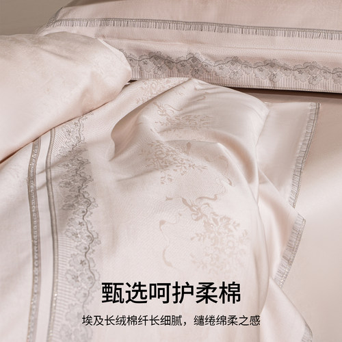 140支进口埃及长绒棉提花四件套纯全棉轻奢床单高端套件床上用品 - 图3
