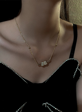 陈梦同款镶钻乒乓球拍项链仙女风个性时尚锁骨链气质潮流创意颈链