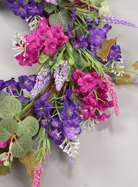 森系紫色风信子仿真花环门挂