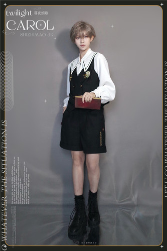 现货是只猫原创设计魔法袍斗篷学院风大衣JK制服情侣套装暮夜颂歌 - 图1