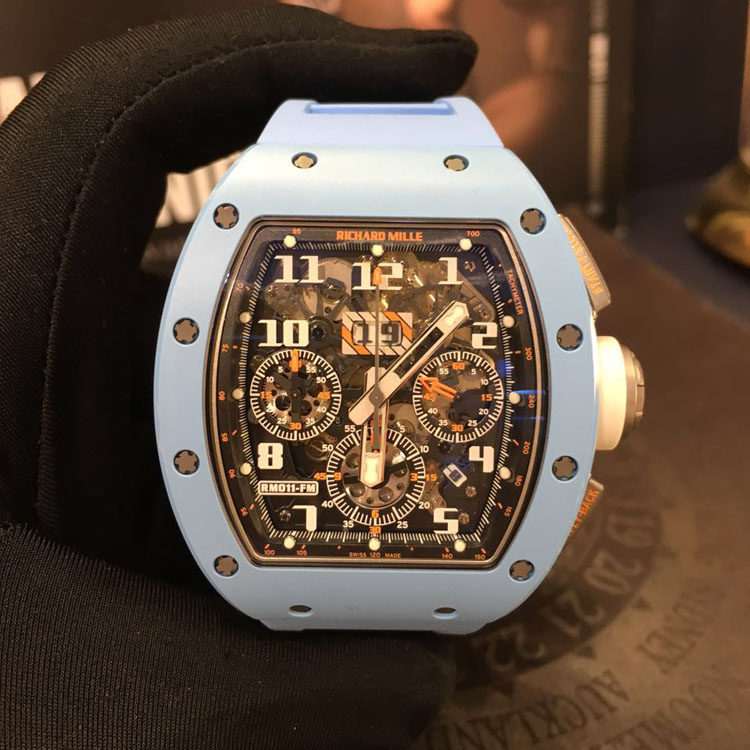 二手98新 理查德米勒 RM011 蓝陶瓷 男士运动机械手表 腕表 - 图1