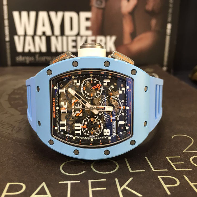 二手98新 理查德米勒 RM011 蓝陶瓷 男士运动机械手表 腕表 - 图0