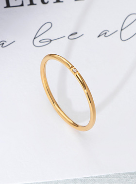 女时尚钛钢镀18k金色不掉色戒指