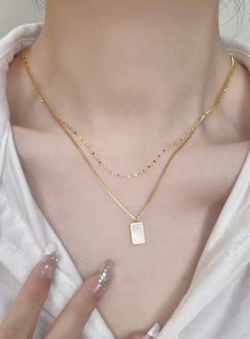 白贝春夏闪片双层锁骨链