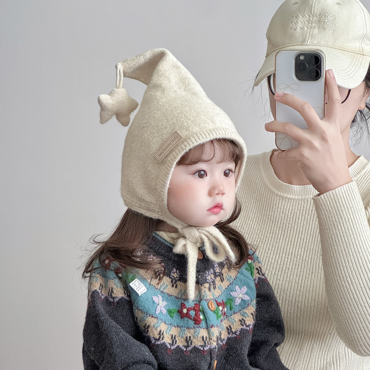 韩版星星儿童帽子秋冬季保暖加厚尖尖毛线帽男孩女宝宝防风护耳帽,淘宝优惠券,粉丝福利购,淘宝优惠卷