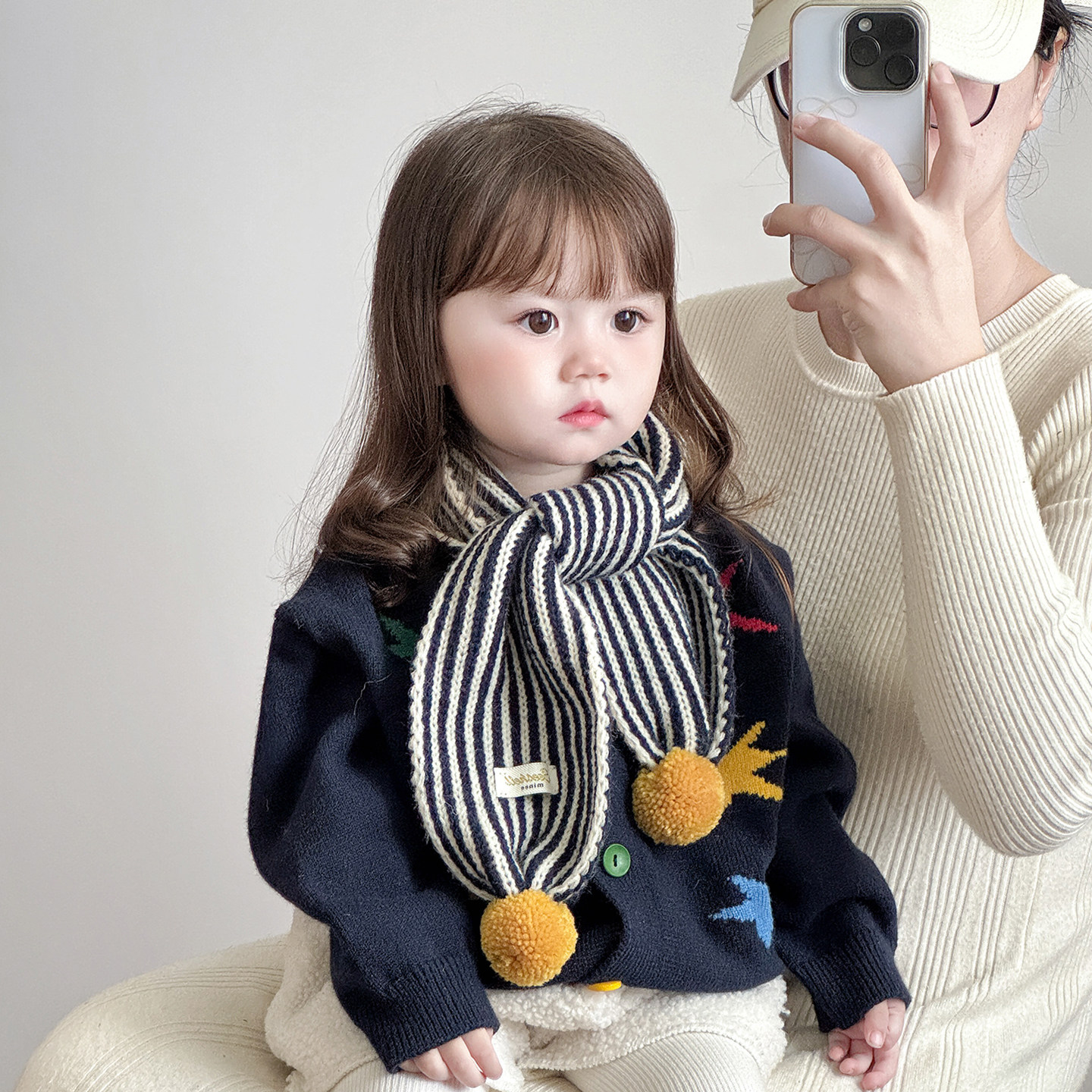儿童围巾秋冬季保暖韩版条纹防风围脖男女宝宝出游针织毛线护脖潮,淘宝优惠券,粉丝福利购,淘宝优惠卷