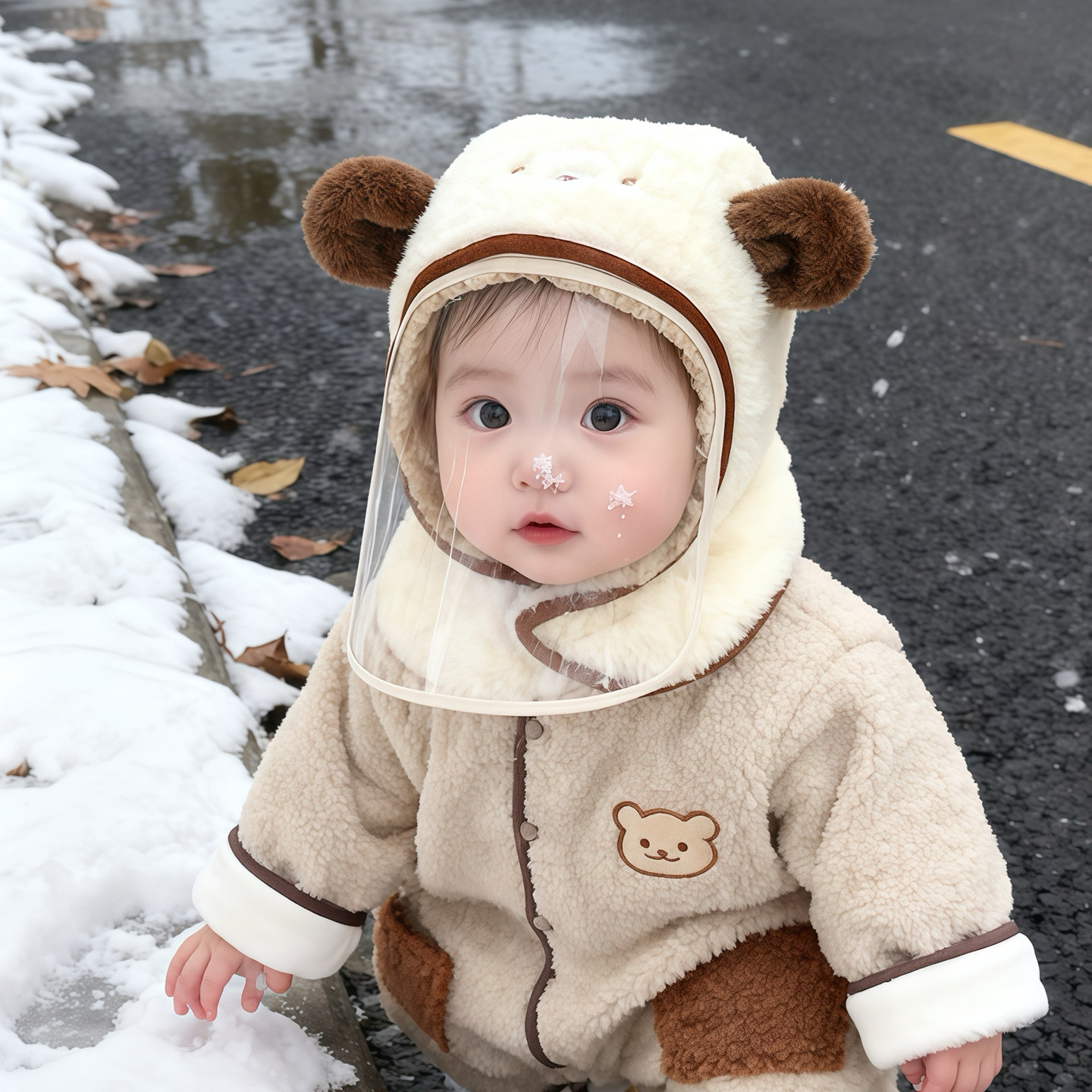 儿童帽子秋冬季保暖加厚围脖一体护耳面罩帽男女宝宝防护毛绒帽潮,淘宝优惠券,粉丝福利购,淘宝优惠卷