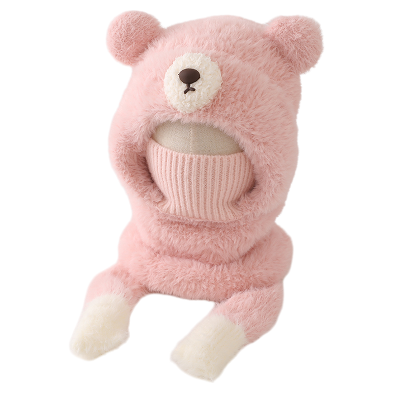 儿童帽子围脖口罩一体护耳帽秋冬季保暖毛绒帽男女宝宝防风套头帽,淘宝优惠券,粉丝福利购,淘宝优惠卷