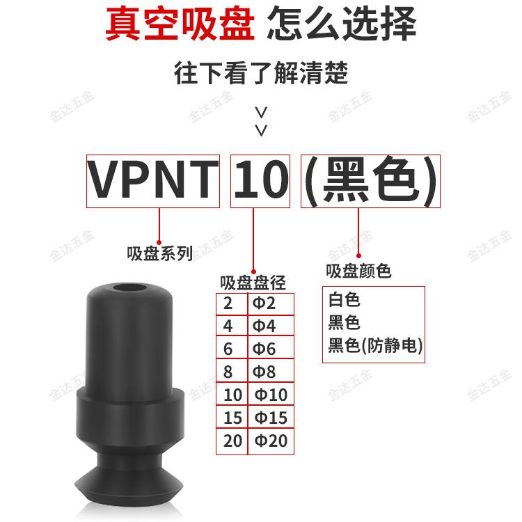 工业机械手米思米真空吸盘VPNT2VPNT3VPNT4/6/8/10吸嘴J-WEP08-d3-图0