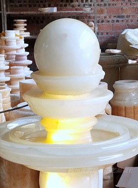 天然白色玉石风水球送礼物工艺品