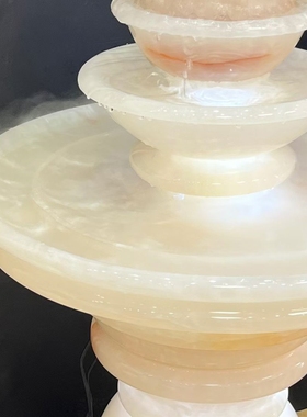 阿富汗白冰玉清透豪华流水摆件