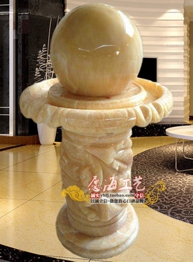 流水喷泉大厅大理石转动中式荷花