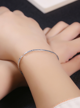 足银方块手链女小众设计S925纯银手链手镯碎银几两生日母亲节礼物