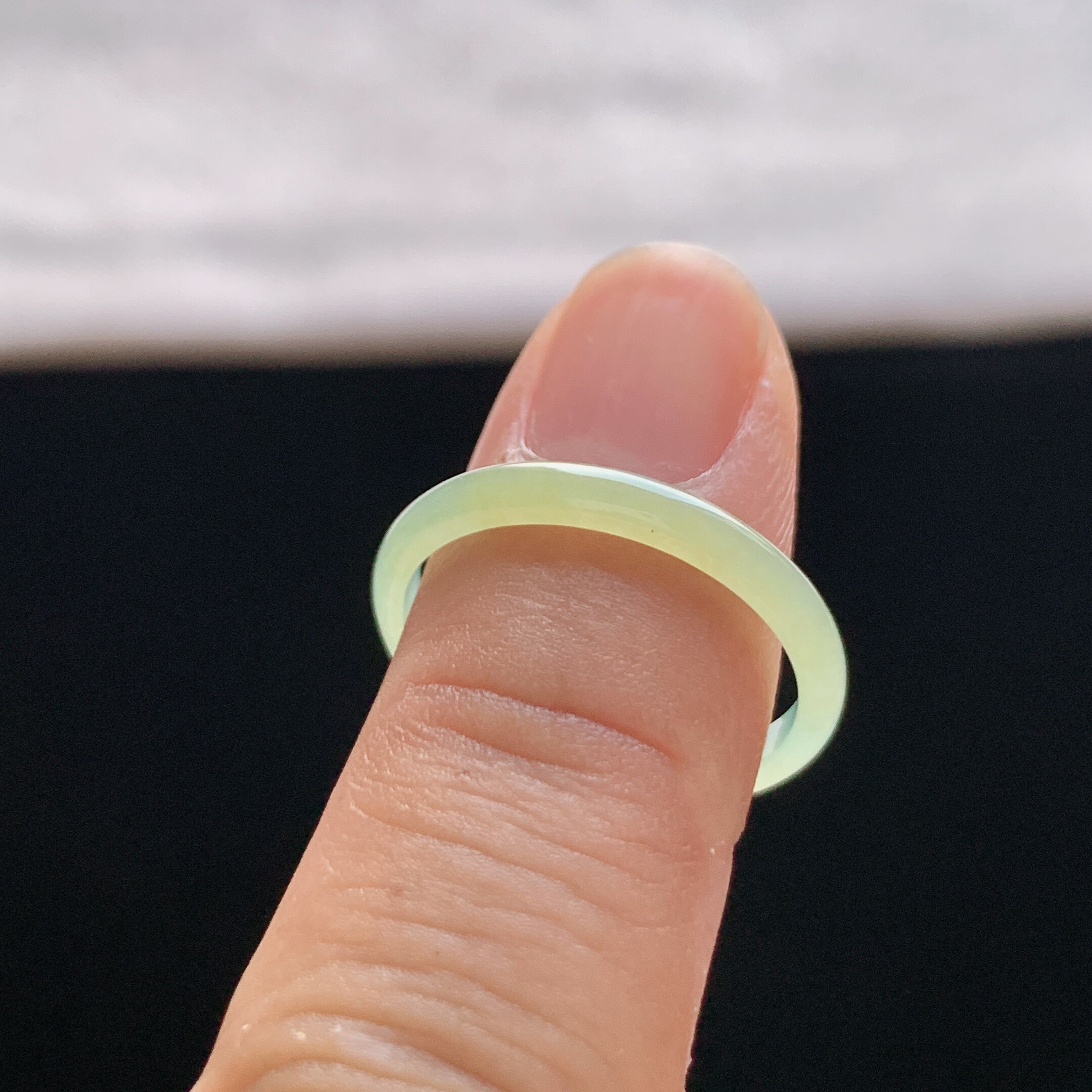 Natural A-grade ice yellow jade ring