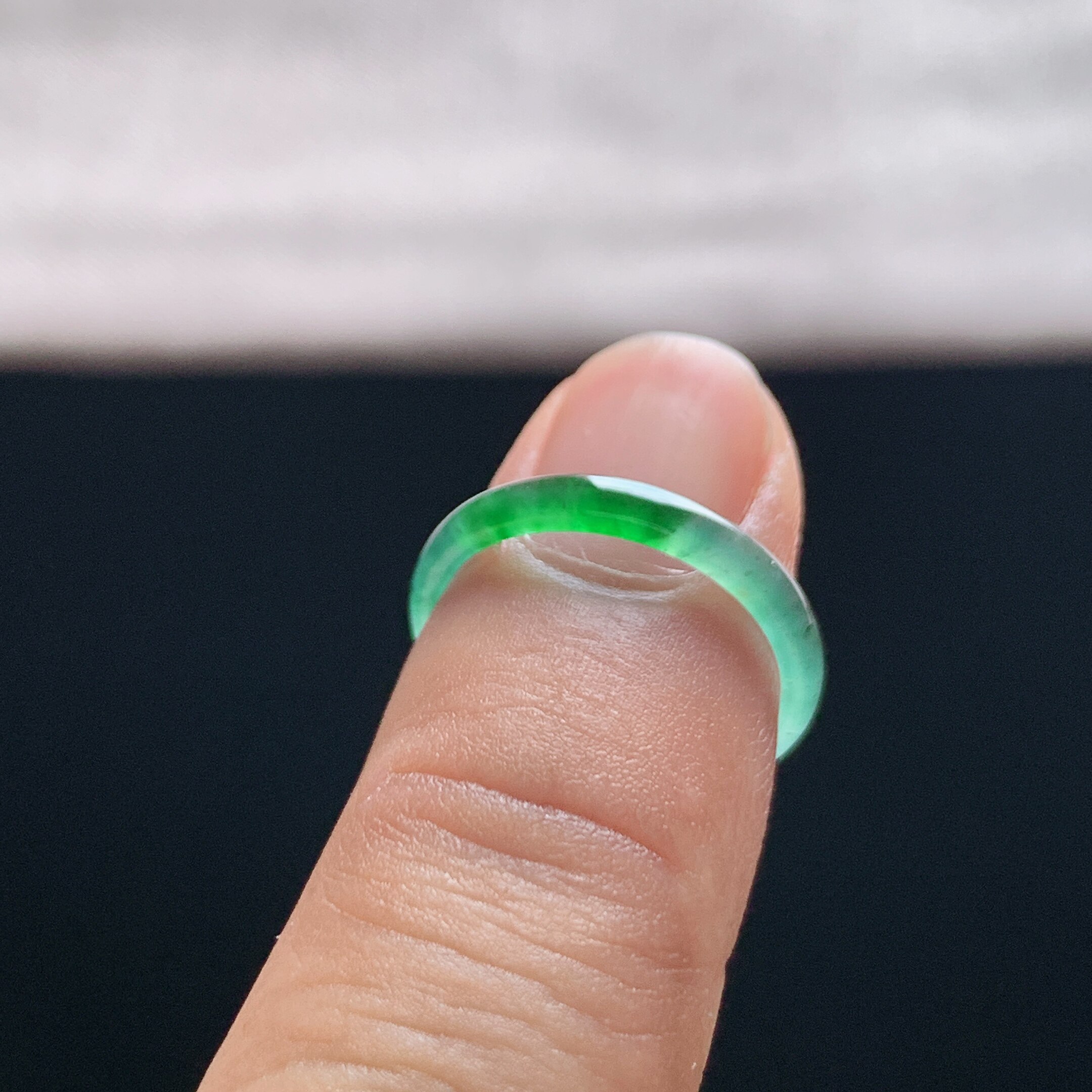 Natural A-grade ice-green jadeite ring