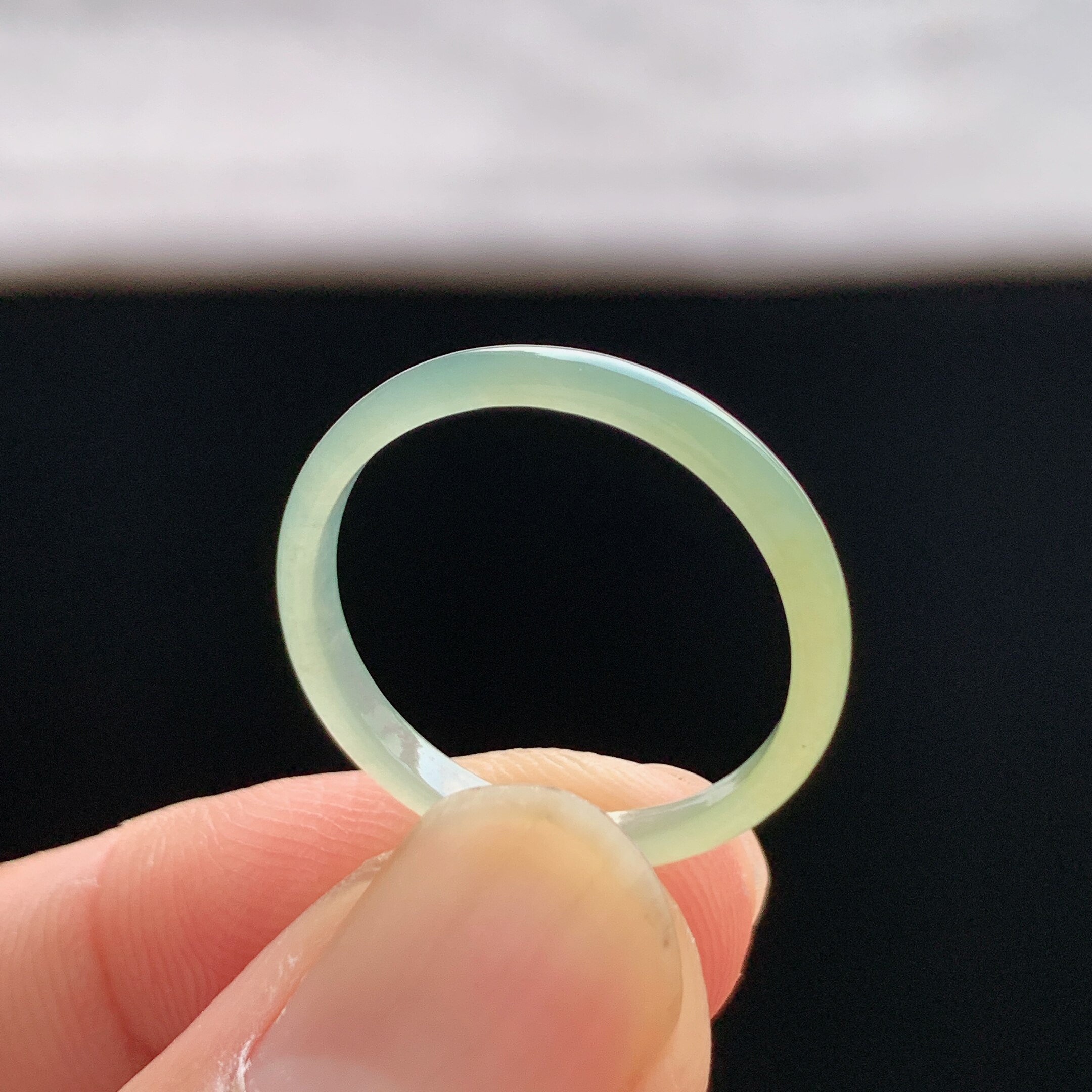 Natural A-grade ice yellow jade ring