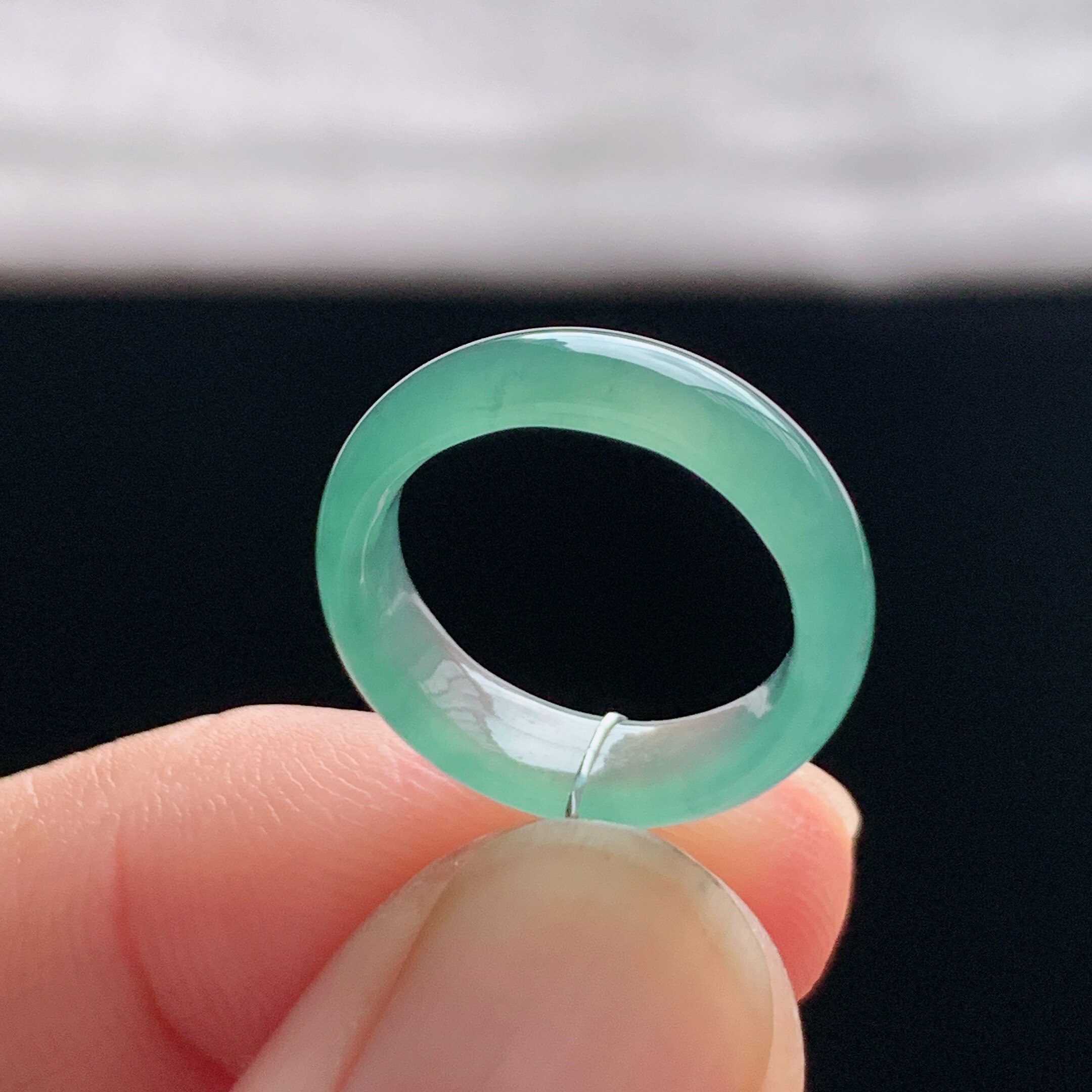 Natural A-grade ice grape flesh jade ring