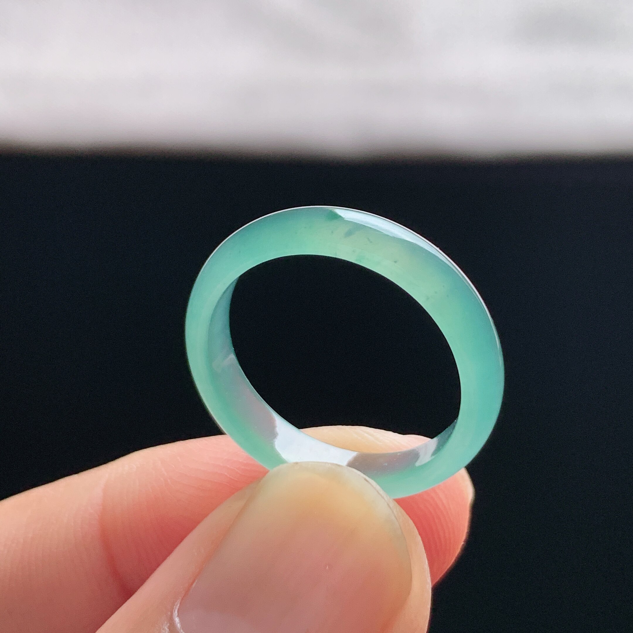 Natural A-grade ice grape flesh jadeite ring
