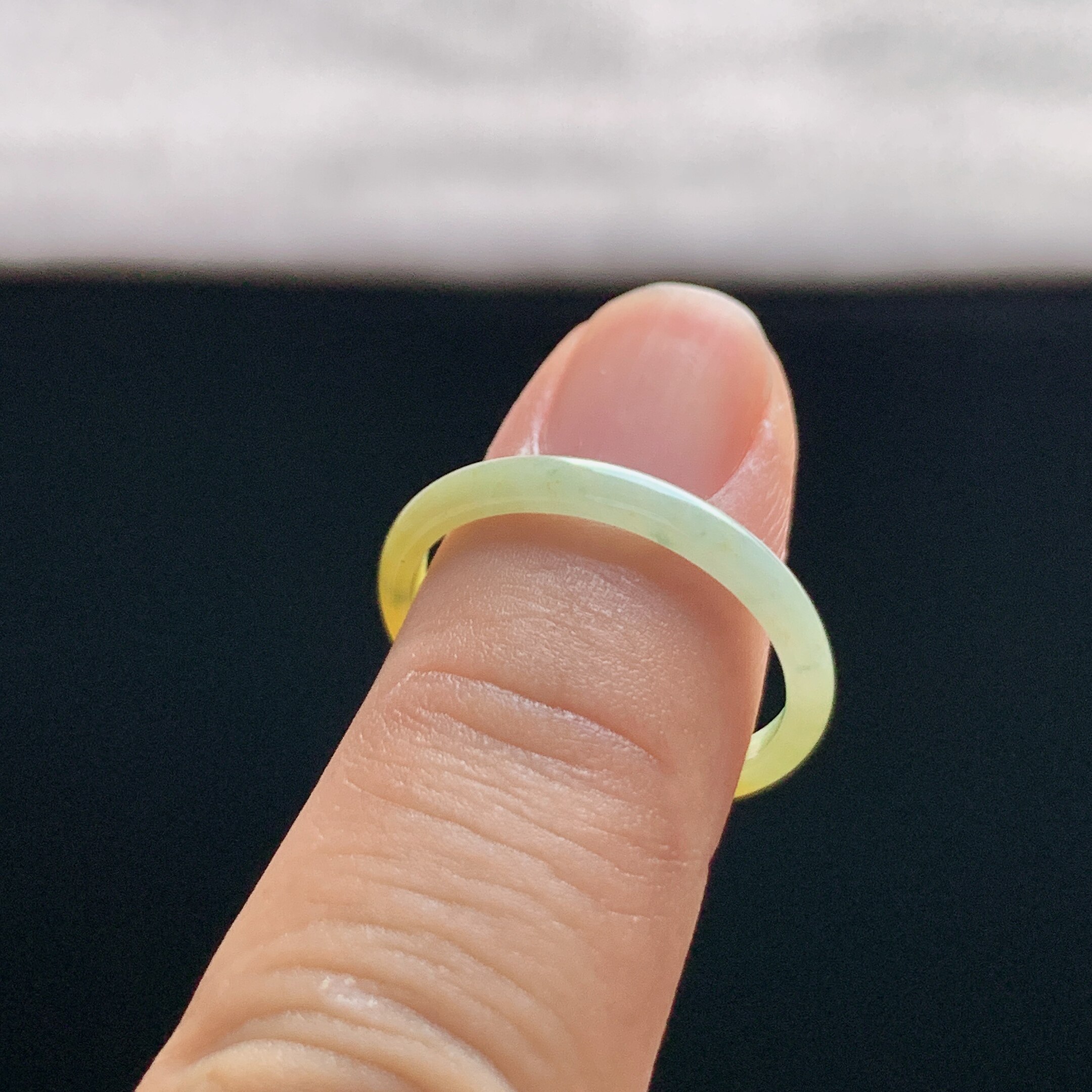 Natural A-grade ice waxy yellow jade ring