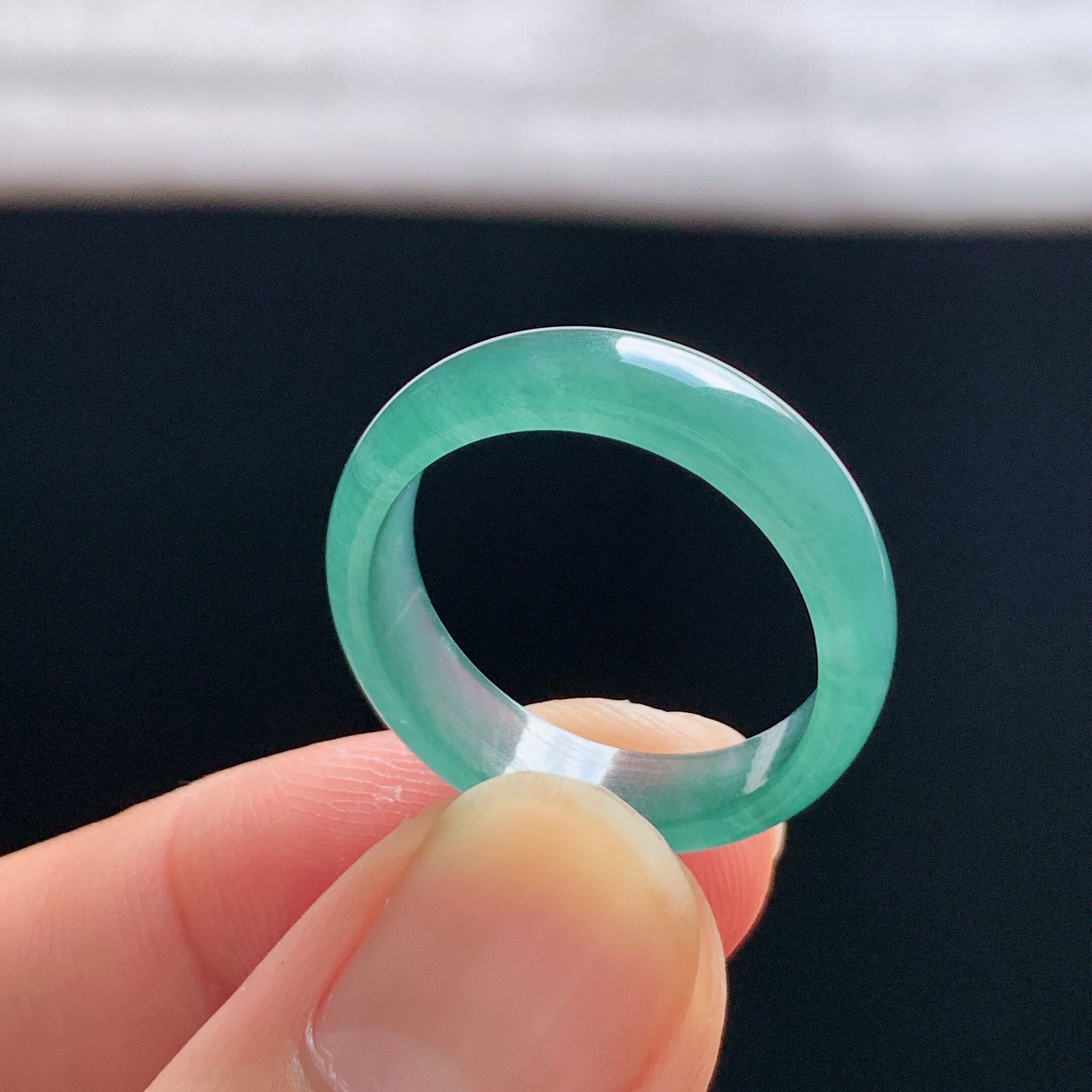 Natural A-grade ice species emerald lake aqua blue ring
