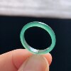 Natural A-grade ice clear water green jade ring