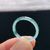 Natural A-grade ice jade floating flower square ring
