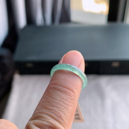天然A货翡翠 冰种16号飘绿花戒指指环戒圈31400850 - 图2