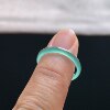 Natural A-grade ice clear water green jadeite ring