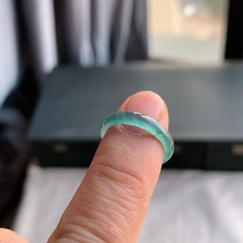 天然A货翡翠 冰种12号牛仔蓝男女戒指指环素圈戒圈尾戒XCE6 - 图3