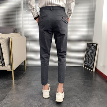 2024 New Men's Casual Pants British Style Slim Fit Small Foot Nine-Point Pants Small Suit Pants