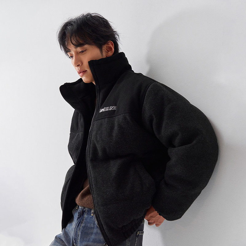Lee舒适版仿羊毛立领拼接男羽绒夹克面包服保暖外套LMT009003206,淘宝优惠券,粉丝福利购,淘宝优惠卷