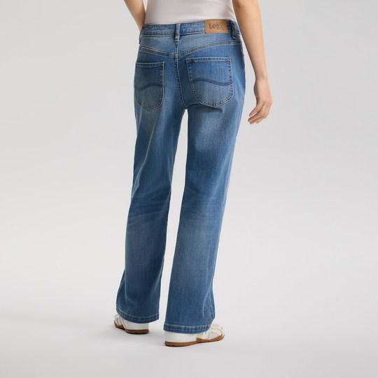 Lee26 nueva primavera y verano estilo de cinco bolsillos 429 jeans rectos tendencia de mujer azul claro medio