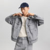Lee26 spring and summer new product comfortable version lapel light gray men's and women's same style knight denim jacket casual trend