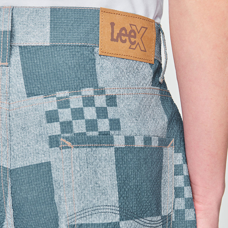 Lee25新品舒适版经典五袋款设计蓝色格纹男短裤休闲潮流A08019,淘宝优惠券,粉丝福利购,淘宝优惠卷