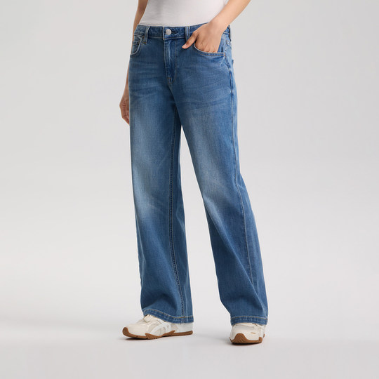 Lee26 nueva primavera y verano estilo de cinco bolsillos 429 jeans rectos tendencia de mujer azul claro medio