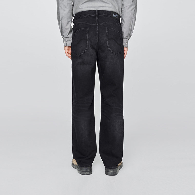 【张凌赫代言】Lee25秋冬新EasyRider761宽松阔腿黑灰色男牛仔裤 - 图0
