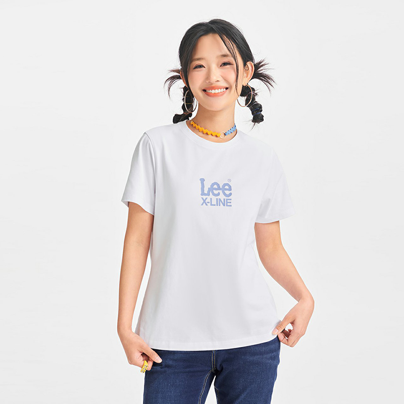 Lee24春夏新品标准版圆领印花Logo索罗娜凉感轻薄女短袖T恤休闲潮 - 图3