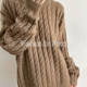 Retro soft and waxy loose twist cable knit sweater