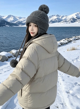 高级感针织帽子女秋冬季加厚保暖毛线帽显脸小防寒护耳滑雪包头帽