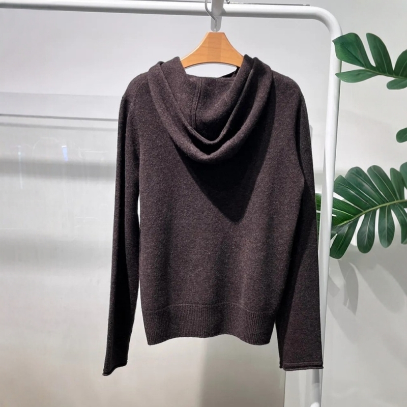 MM麦麦家2025秋冬新款宽松连帽绵羊毛针织衫女毛衣上衣5GA234181 - 图0