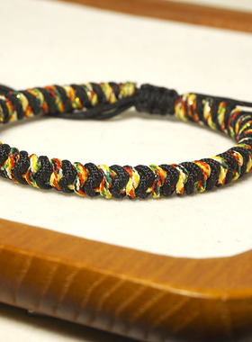 端午节五彩手绳手工编织藏式金刚结可男女情侣可调节手链粗款成品