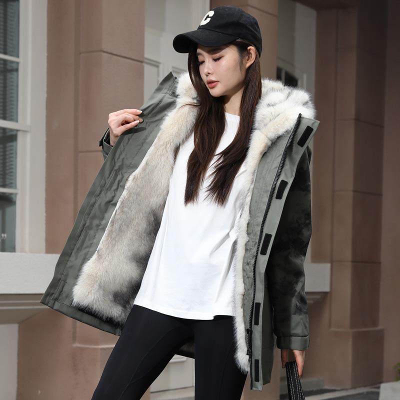 派克服女可拆卸内胆2025年冬新款仿皮草外套皮毛一体连帽加绒大码,淘宝优惠券,粉丝福利购,淘宝优惠卷